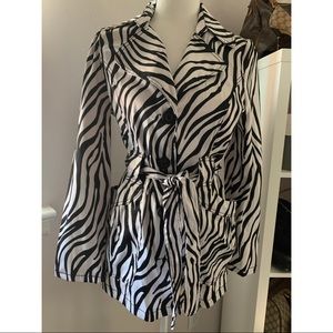 Size M  Fashion Zebra print Jacket waist tie
